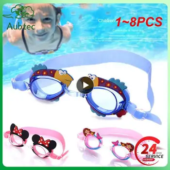 1-8 шт. Милые мультяшные очки для плавания с героями мультфильмов для девочек, Противотуманные Очки для плавания, Летние Аксессуары для плавания, силиконовые очки с ушками