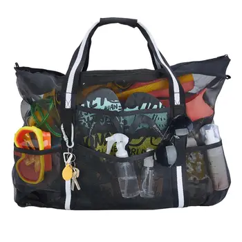 1 Комплект пляжной сумки, сетчатая сумка-тоут с плечевым ремнем, переносная сетчатая сумка на молнии для путешествий на открытом воздухе, для спортзала, для пикника, для бакалеи