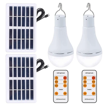 1 комплект светодиодных солнечных ламп Перезаряжаемая Энергетическая лампа Лампа для кемпинга Солнечная Палатка Лампа с дистанционным управлением для внутреннего наружного