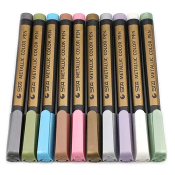 10 Цветных блестящих фломастеров, разноцветные металлические ручки с круглым наконечником, быстросохнущие, долговечные для скрапбукинга 