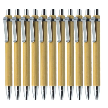 10 шт./лот, бамбуковый держатель для ручек, шариковые ручки, 0,7 мм, черные, синие масляные чернила, шариковая ручка, креативные школьные канцелярские принадлежности для письма