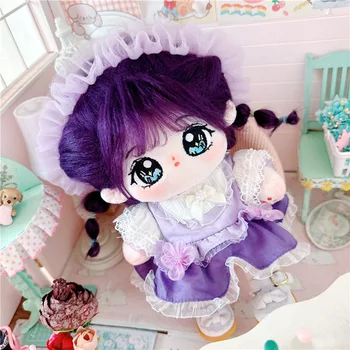 20 см Милая фиолетовая девочка-кукла Лолита, платье принцессы Каваи, юбка, наряд для кукол-идолов, Аксессуары, аниме, Мягкие детские игрушки для девочек в подарок