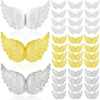 36шт пластиковых Ангельских крыльев для рукоделия, мини-3D Белые нашивки с орнаментом в виде крыльев Ангела для декора вечеринки, поделок и свадебного реквизита
