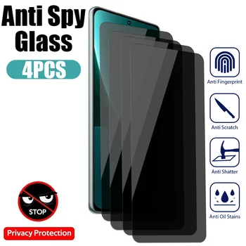 4шт Частное Закаленное Стекло Для Xiaomi Poco M5 M5S X5 X3 Pro F4 GT Anti Spy Протектор Экрана Для Poco F3 M4 X4 Pro 5G Glass