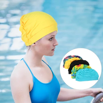 5 шт., шапочка для плавания, женские портативные шапочки для плавания с длинными волосами, большие шапочки для окружности головы
