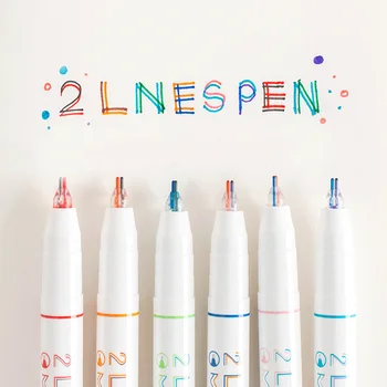 6 шт. Цветной двухцветный маркер для подсветки, трехмерная цветная ручка, Набор гелевых ручек 0,5 мм, Дневник, Канцелярские принадлежности, школьные принадлежности