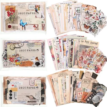 600 Штук винтажных наклеек Бумага для ведения журнала Антикварная бумага для ведения журнала для скрапбукинга Эстетические Бумажные наклейки для вырезок