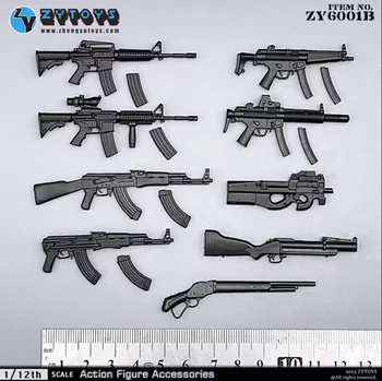 [9 шт.] zytoys 1/12 Soldier MP5 M4 AK47 P90 Модель набора пистолетов-пулеметов M1887