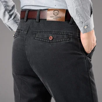 ICPANS Осенне-зимние джинсовые повседневные брюки Мужские Черные Прямые стрейчевые мужские брюки с высокой талией