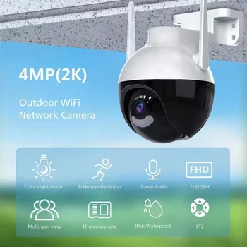 ICSEE 4K WiFi PTZ IP-Камера С 5-Кратным Цифровым Зумом AI Автоматическое Отслеживание Цветного Ночного Видения Беспроводные Камеры Уличного Видеонаблюдения CCTV