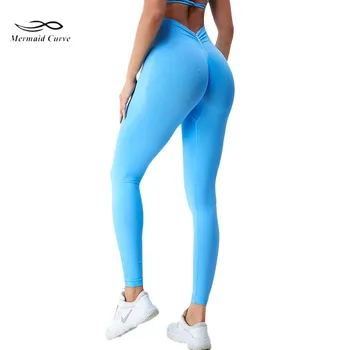 Mermaid Curve, Новые бесшовные брюки для йоги с V-образным вырезом, женские спортивные штаны с высокой талией, обтягивающие для бега на открытом воздухе, Быстросохнущие леггинсы для фитнеса