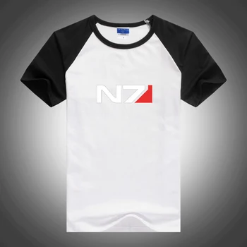 N7 С логотипом Mass Effect 2023, летняя новая модная хлопковая футболка с круглым вырезом, мужская удобная однотонная футболка в стиле пэчворк с короткими рукавами