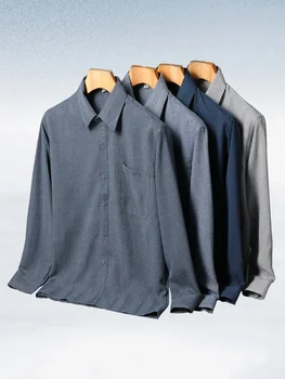Весенне-осенние рубашки с длинными рукавами для мужчин среднего возраста, Летние футболки, хлопковая тонкая одежда ropa, рубашки для мужчин
