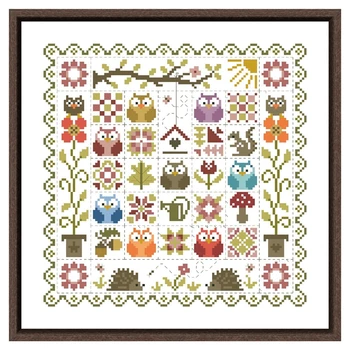 Весенний набор для вышивания крестом совы с мультяшным рисунком 18 карат, 14 карат, 11 карат, холст без печати, вышивка крестиком, рукоделие своими руками