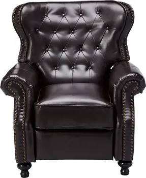 Восстановленное кожаное кресло для отдыха, коричневое