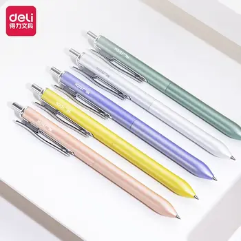 Выдвижная гелевая ручка DELI, фломастер NS500, японские школьные принадлежности, металлическая ручка