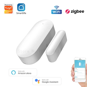 Датчик двери Tuya WiFi / Гаражный детектор Zigbee Совместим с приложением Alexa Google Home Smart Life