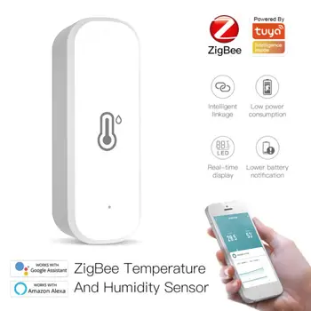 Датчик температуры и влажности Aubess ZigBee, внутренний термометр, гигрометр, система охранной сигнализации для умного дома Tuya Smart Life Alexa