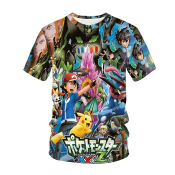 Детская футболка с рисунком Покемона из японского аниме Пикачу, детская одежда, подарки для мальчиков и девочек, одежда на день рождения