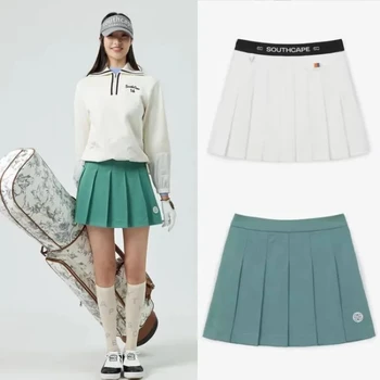 Женская одежда для гольфа 2023, весенне-осенняя одежда, лучшие Корейские юбки с эластичным поясом, спортивная модная плиссированная юбка