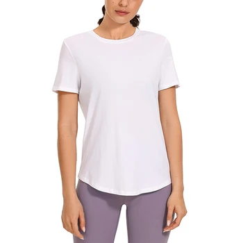 Женская тренировочная футболка с коротким рукавом, легкие футболки с круглым вырезом, йога, бег, упражнения, спортивная футболка