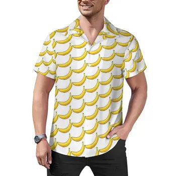 Забавная свободная рубашка с бананом, мужские повседневные рубашки с фруктами, Вегетарианские повседневные рубашки на Гавайях, уличная одежда на заказ с коротким рукавом, блузки оверсайз
