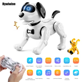 Забавный радиоуправляемый робот, электронная собака, трюковая собака, Голосовая команда, программируемая музыкальная песня с сенсорным управлением, робот-собака для детских игрушек в подарок