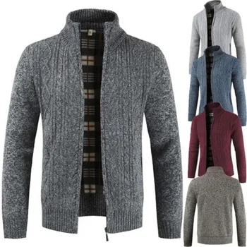 Зимний теплый свитер для мужчин, бархатное утепленное пальто, мужская одежда, повседневные официальные свитера, кардиган на молнии, пальто sueter hombre