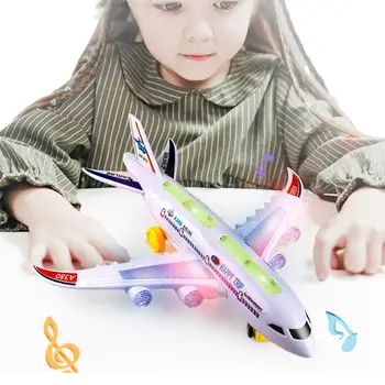 Игрушки-самолетики для детей, игрушечный самолет с фрикционным приводом для детей, детский самолет со светодиодной подсветкой, музыкальный самолет, игрушки для 3-х детей
