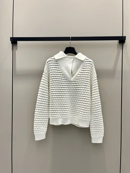 Кашемировый пуловер с отворотом, вогнутая форма единственного внешнего ощущения, внутреннее ощущение кости9.9