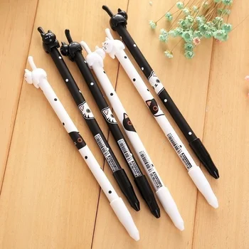 Креативные 3 штуки размером 0,5 мм, Гелевая ручка с милым черным котом, бьющим хвостом, Подарочные канцелярские принадлежности Kawaii, Школьные канцелярские принадлежности, ручки для письма