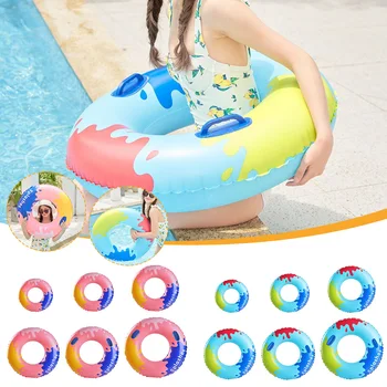 Круг для плавания с блочным рисунком, утолщенный ПВХ в стиле знаменитостей, Плавающее кольцо для детей и взрослых, поплавки для бассейна для пляжного отдыха