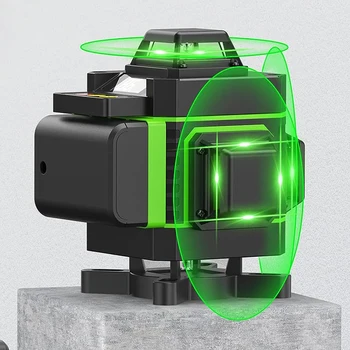Лазерный нивелир Самовыравнивающийся Nivel Laser Level 360 Профессиональный строительный инструмент 3D 4D Рулетка Высокомощный зеленый лазер
