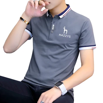 Мужская брендовая рубашка Hazzys 2023, летняя повседневная рубашка-поло, мужская приталенная футболка с коротким рукавом и низким вырезом