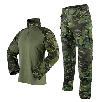 Мужские комплекты военной одежды, Тактическая униформа, армейский боевой костюм BDU, Камуфляжные футболки с длинными рукавами, Рабочие брюки-карго