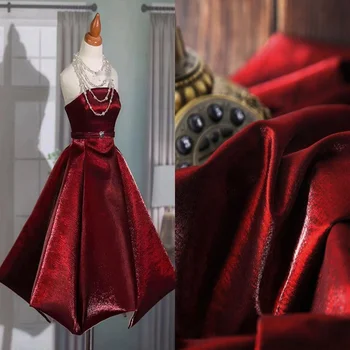 Мягкая шелковистая атласная ткань Дизайнерская ткань Винно-красная полиэфирная ткань, материал для пошива платья и подкладки 500x150 см