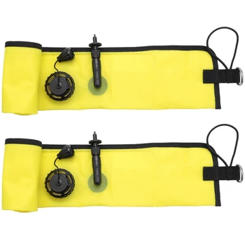 Надувной сигнальный буй SMB для подводного плавания длиной 2 м, видимость, поплавок, сигнальная трубка, сосиска, желтый