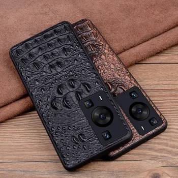 Новый роскошный чехол для телефона из натуральной кожи с 3d крокодиловой головой для Huawei P60 P50 Pro Cover Cases