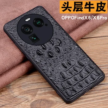 Новый роскошный чехол для телефона из натуральной кожи с 3D крокодиловой головой для Oppo Find X6 X5 Pro Cover Cases