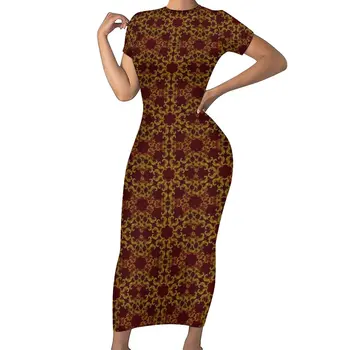 Облегающее платье в стиле барокко, женские винтажные платья Макси с принтом, Праздничные платья с коротким рукавом, Уличная мода, платье Оверсайз