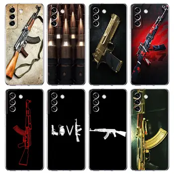 Пистолет AK47 С Пулями Прозрачный Силиконовый Чехол Для Телефона Samsung Galaxy S23 S22 5G S20 Ultra S21 FE 5G S10E S9 S8 S10 Plus Чехол