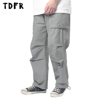 Плиссированные брюки-карго с несколькими карманами, мужские уличные брюки с эластичной резинкой на талии, мужские свободные повседневные брюки