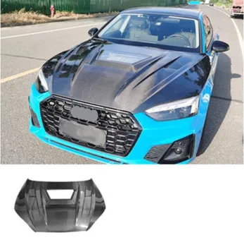 Прозрачный Капот Из Настоящего Углеродного Волокна Для Audi A4 S4 RS4 A5 S5 RS5 2017 2018 2019 2020 2021 2022 Вентиляционная Крышка Переднего Капота Двигателя
