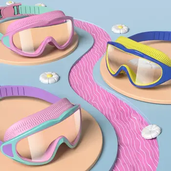 Противотуманные детские очки для плавания Детские очки для плавания в большой оправе с широким обзором Эластичные профессиональные очки для плавания