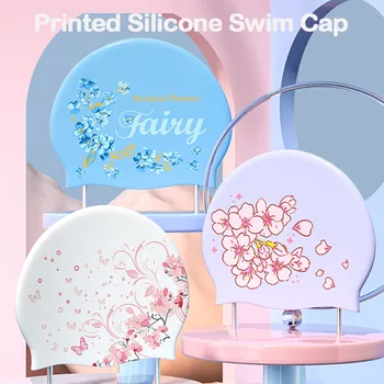 Профессиональная шапочка для дайвинга, Высокоэластичная Силиконовая Шапочка для плавания, Креативный Цветочный Узор, Защищающий уши, Шапочки для купания.