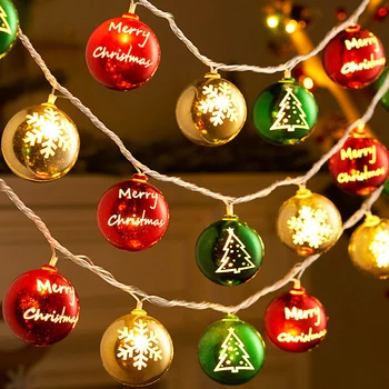 Рождественские шары Гирлянды СВЕТОДИОДНЫЕ Санта Клаус Снежинка Рождественская Елка Подвесная Осветительная гирлянда для дома Новогодние украшения