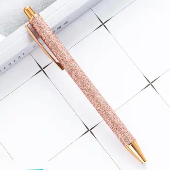 Розовая нажимная ручка для учащихся, металлическая шариковая ручка, школьные принадлежности