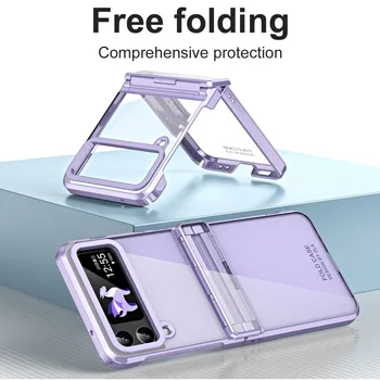 Роскошный Гальванический Чехол для Телефона Samsung Galaxy Z Flip 4 3 Flip4 Flip3 5G с Прозрачной защитой От падения
