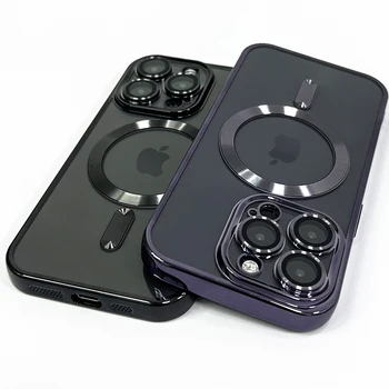 Роскошный магнитный чехол для беспроводной зарядки Magsafe Чехол для телефона для iPhone 14 13 12 11 Pro Max, Защитная Стеклянная линза, силиконовая прозрачная крышка