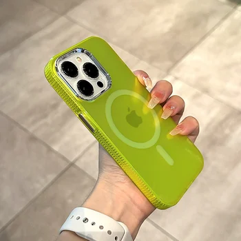 Роскошный флуоресцентный цветной прозрачный чехол MagSafe для iphone 13 11 12pro 14 14Pro 13pro max Aurora Laser противоударный чехол